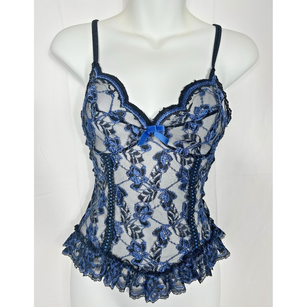 Vintage Sheer Lace Cami Cosette Top Whimisgoth Dark Coquette Vamp Fairy Goth Y2K